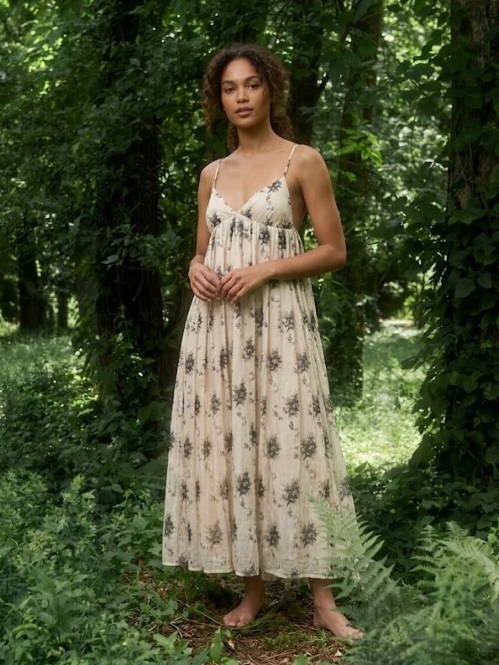 NWT Brock Collection Ornella Floral-Print Cotton-Voile Cami Tank Midi Dress 4